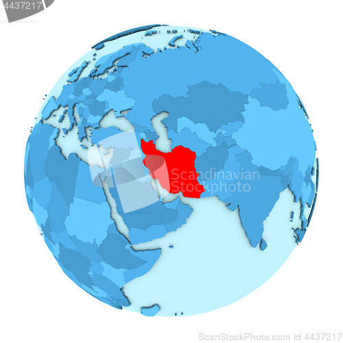 Image of Iran on globe isolated