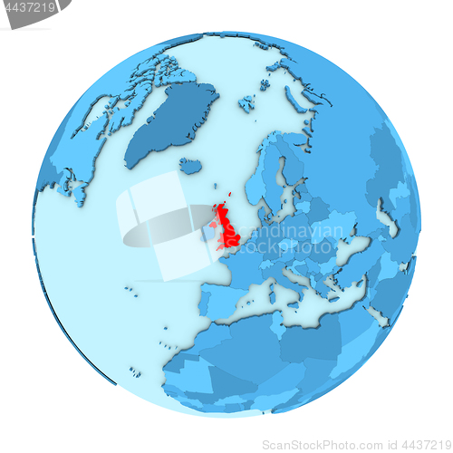 Image of United Kingdom on globe isolated