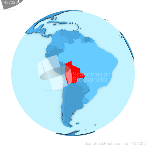 Image of Bolivia on globe isolated