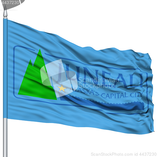 Image of Juneau City Flag on Flagpole, USA
