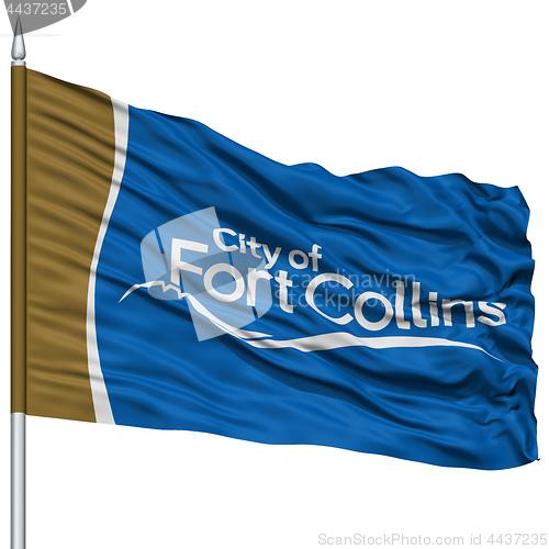 Image of Fort Collins City Flag on Flagpole, USA