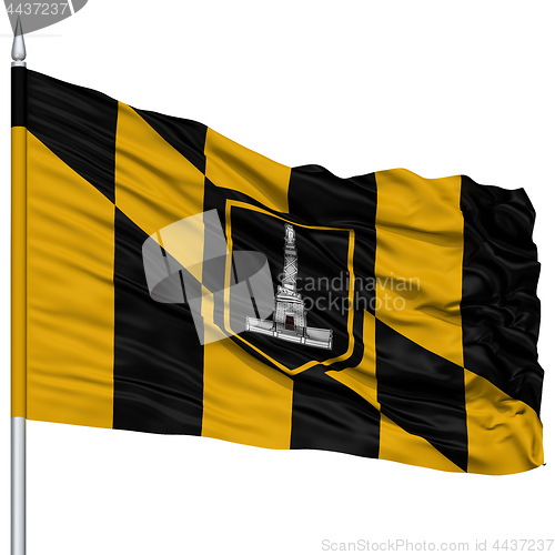 Image of Baltimore City Flag on Flagpole, USA