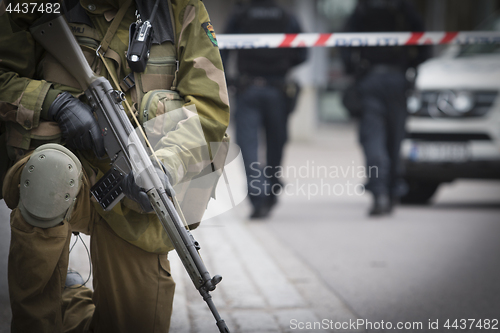 Image of Norwegian Soldier and Norwegian Police