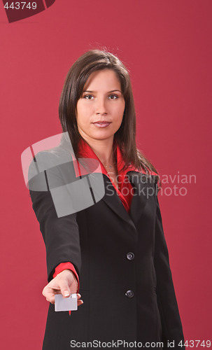 Image of Businesswoman offering a credit card