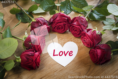 Image of Roses with white Love heart