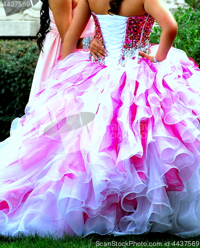 Image of Quinceanera gowns.