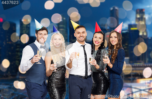 Image of friends with champagne glasses at birthday party