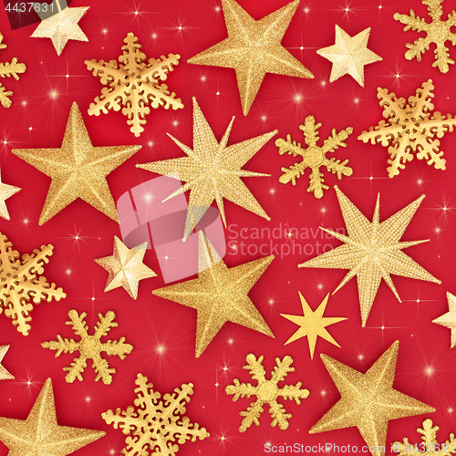 Image of Sparkling Gold Star Christmas Background