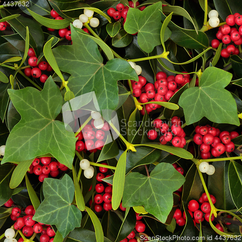 Image of Holly Ivy and Mistletoe Winter Greenery