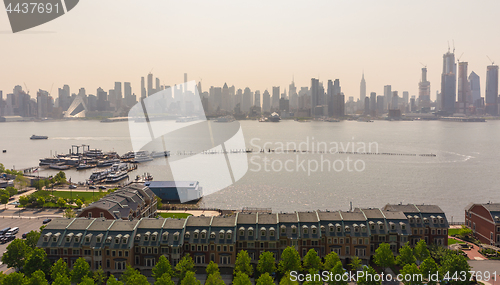 Image of Boulevard east New York city skyline view.