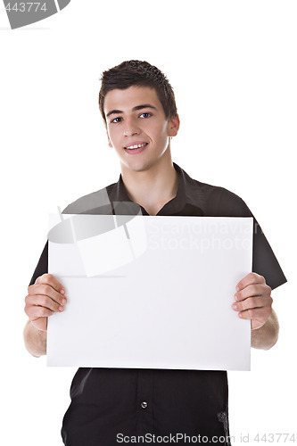 Image of Young Man Holding a Blank Board