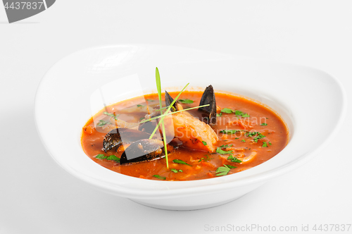 Image of Seafood Soup in white dish