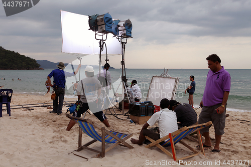 Image of professionals shoots film on the coast