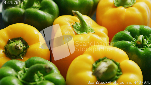 Image of Abundance of green and yellow peppers