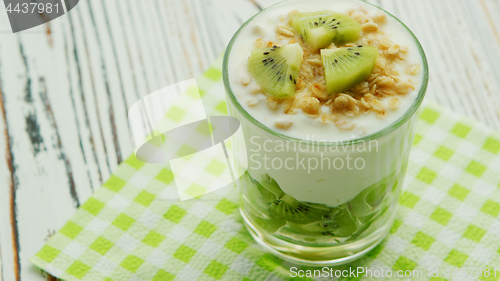 Image of Glass with kiwi and yogurt