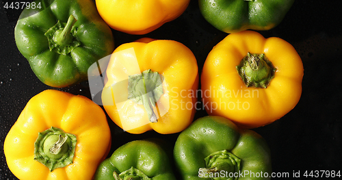 Image of Fresh green and yellow peppers 