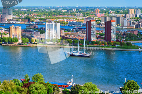 Image of View of Rotterdam city and Nieuwe Maas river 