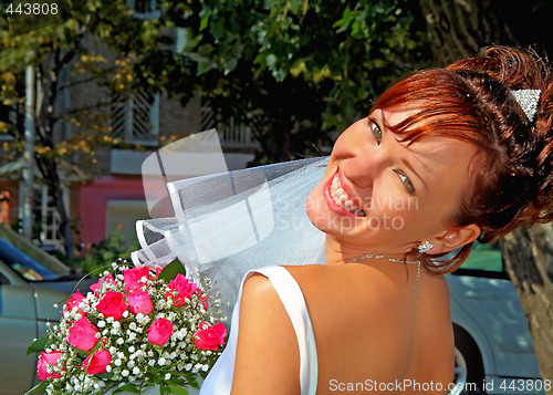 Image of Bride with the bunch of flowers