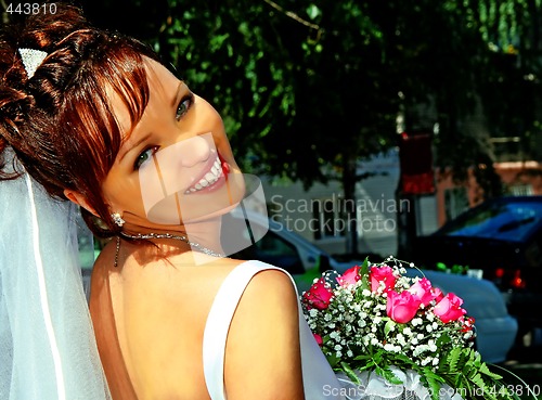 Image of Bride with the bunch of flowers