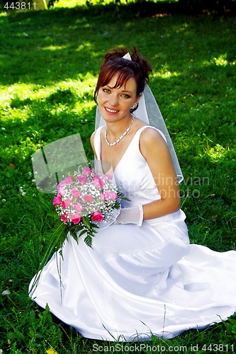 Image of Bride with the bunch of flowers