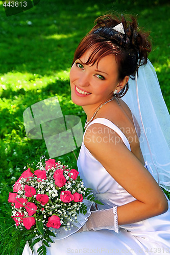 Image of Bride with the bunch of flowers