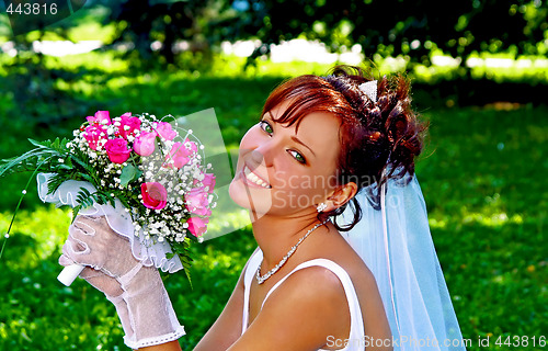 Image of Bride with the bunch of flowers