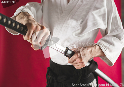 Image of The young man are training Aikido at studio