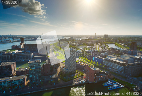 Image of View of Rotterdam port and Nieuwe Maas river 