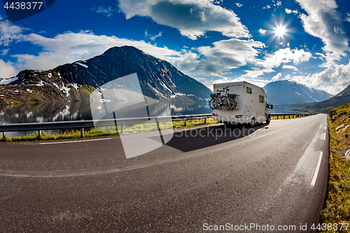 Image of Family vacation travel RV, holiday trip in motorhome