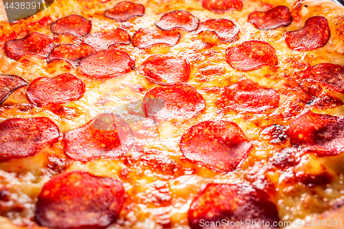 Image of Pepperoni pizza closeup