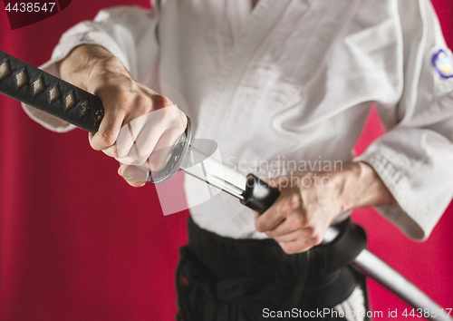 Image of The young man are training Aikido at studio