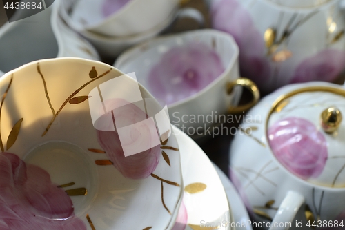 Image of traditional Russian porcelain tea set