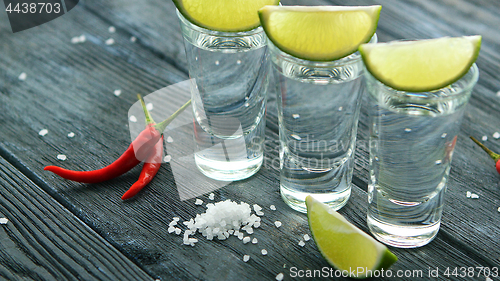 Image of Shot of tequila with salt and lime