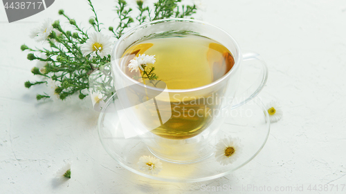 Image of Glass cup of herbal tea