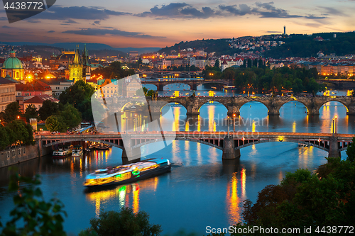 Image of Illuminated bridges in Prague