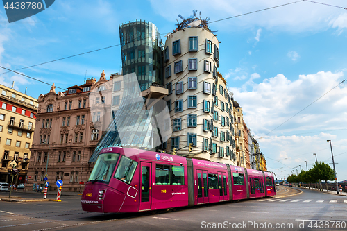 Image of Dancing House and tram