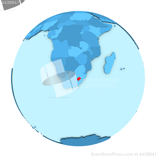 Image of Lesotho on globe isolated