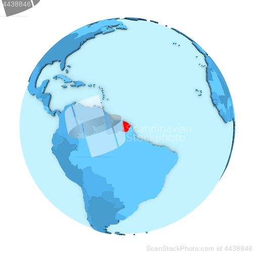 Image of French Guiana on globe isolated