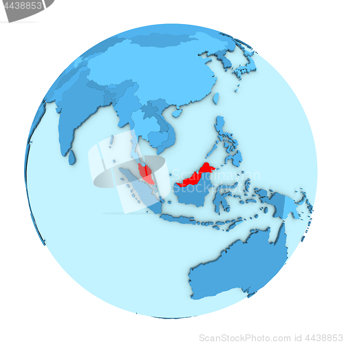 Image of Malaysia on globe isolated