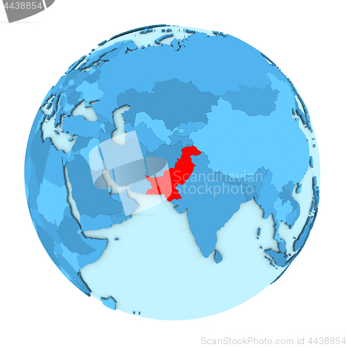 Image of Pakistan on globe isolated