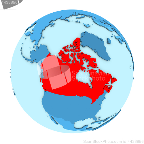 Image of Canada on globe isolated