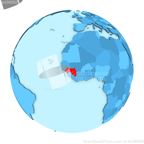 Image of Guinea on globe isolated