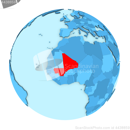 Image of Mali on globe isolated