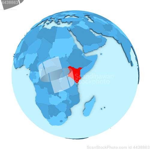 Image of Kenya on globe isolated