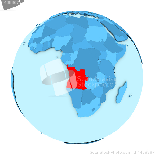 Image of Angola on globe isolated