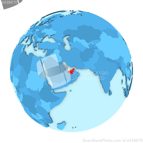 Image of United Arab Emirates on globe isolated