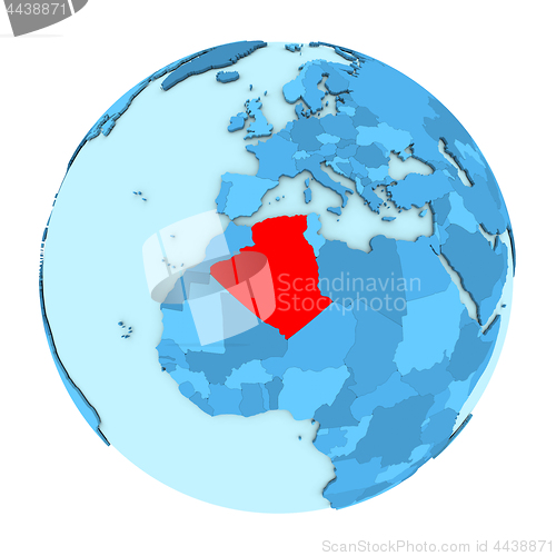 Image of Algeria on globe isolated