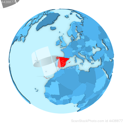 Image of Spain on globe isolated