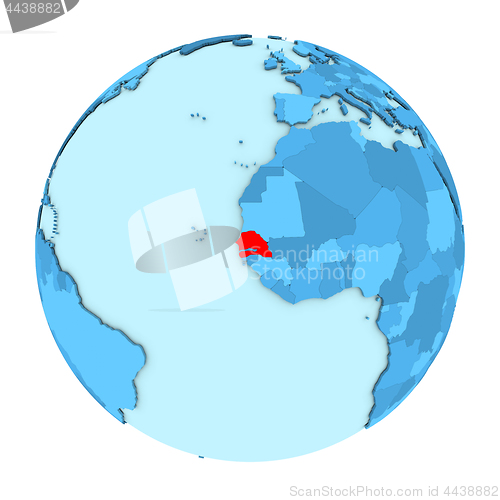 Image of Senegal on globe isolated