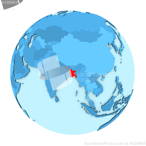 Image of Bangladesh on globe isolated